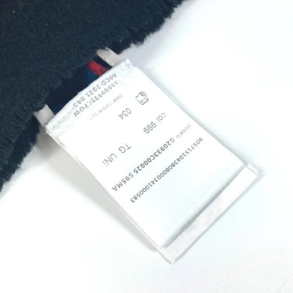 MONCLER logo fringe Scarf wool Black/White - Picture 7 of 14